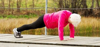 Woman working out in pool