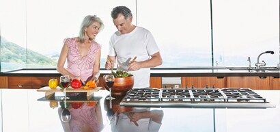 Older couple cooking